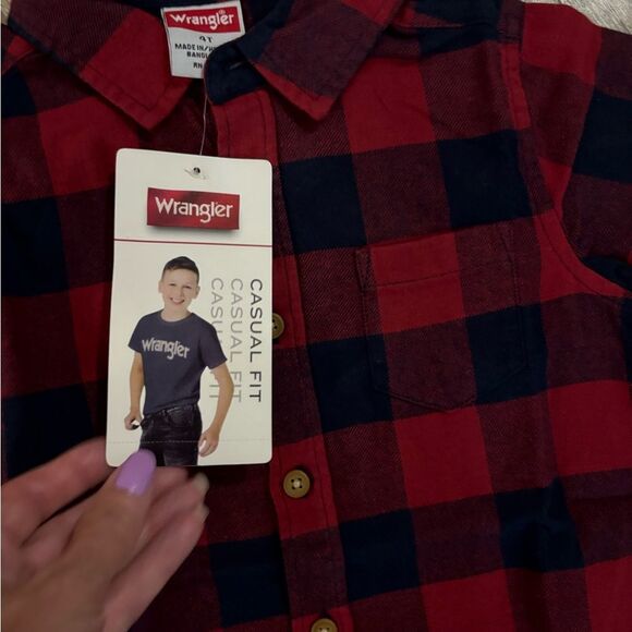 Boys Buffalo Check/Plaid Shirt in Red and Black w/ Pants set Sz 4T - Picture 5 of 5